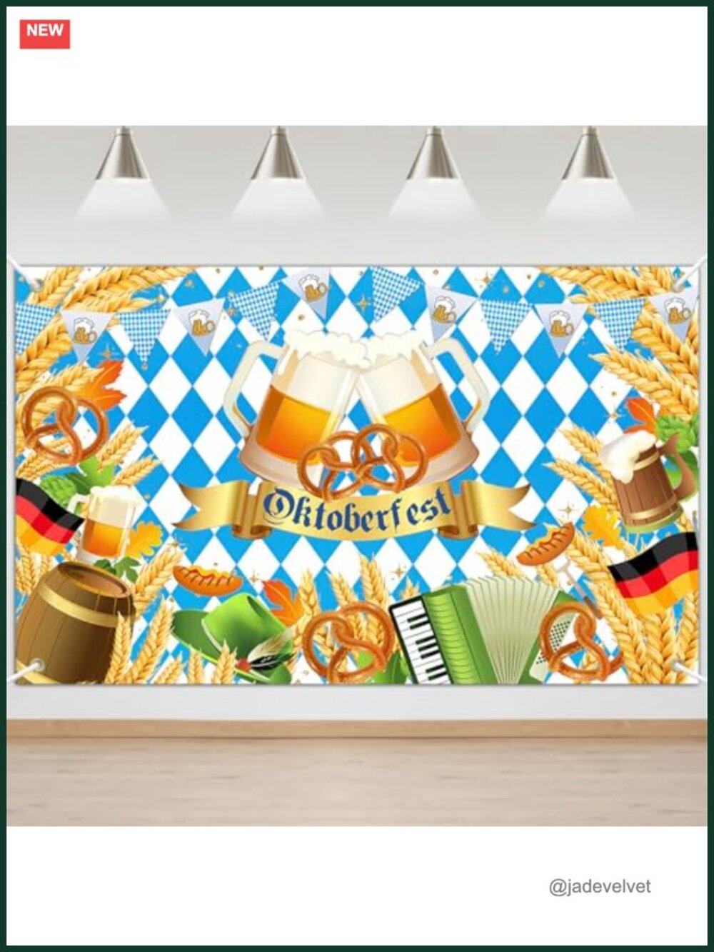 Oktoberfest Banner Decorations 6x3.6ft German Beer Party Backdrop